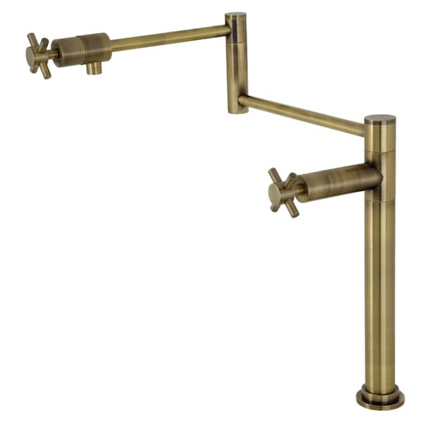 Deck Mount Pot Filler, Antique Brass